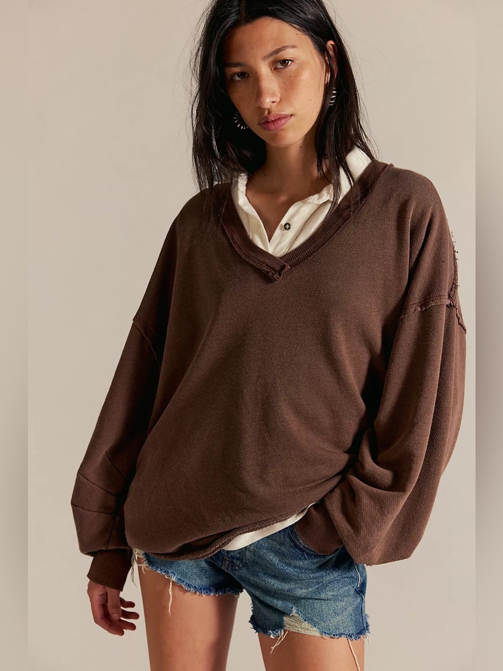 (FP- 43) Free People We The Free Venice V-Neck Sweater